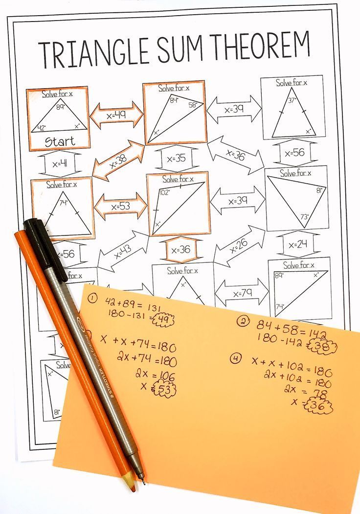 Geometry Triangle Sum Theorem Worksheet