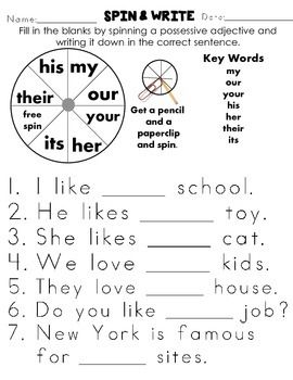 Possessive Adjectives Worksheet For Kids