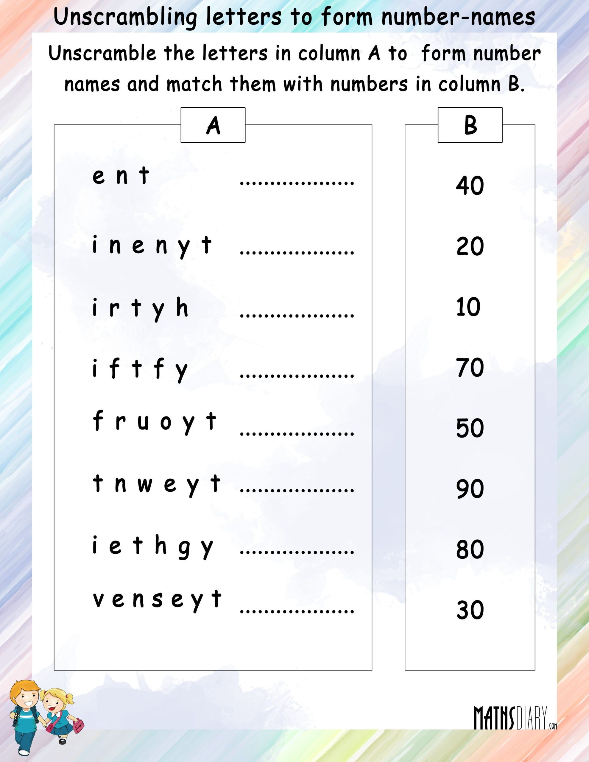 Number Names Worksheet For Grade 1