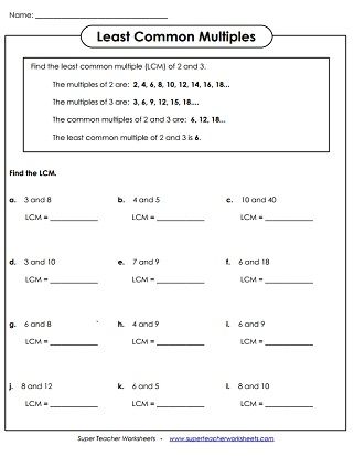 Least Common Denominator Worksheet With Answer Key