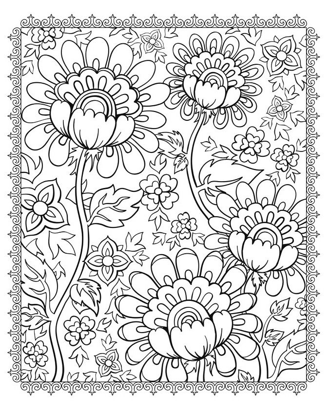 Flower Printable Complex Coloring Pages