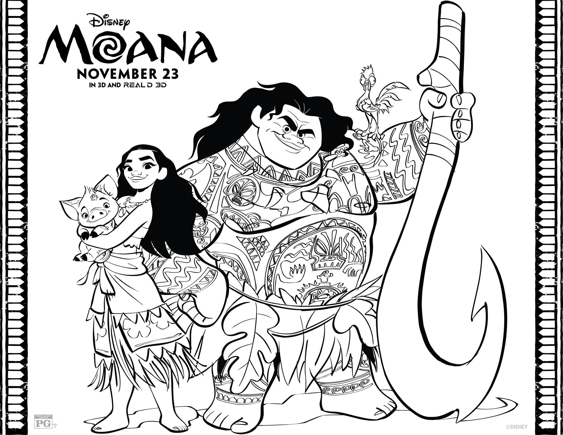 Moana Colouring Pages