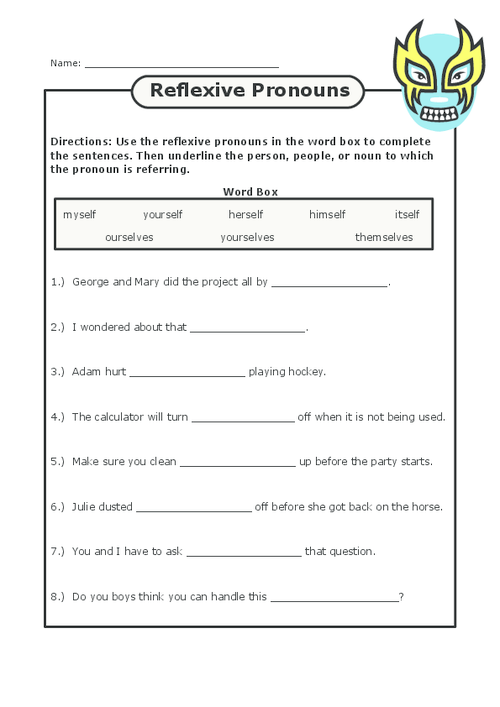 Reflexive Pronouns Worksheets With Answers