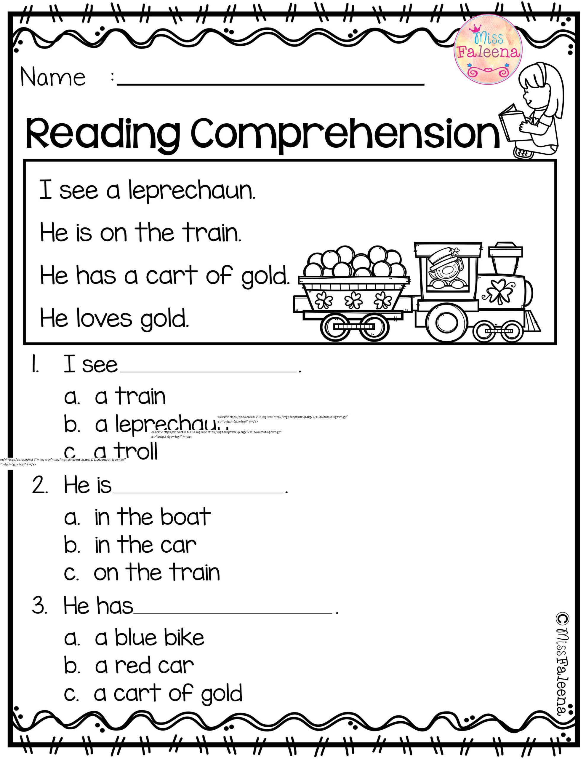 Reading Comprehension Worksheets For Kindergarten