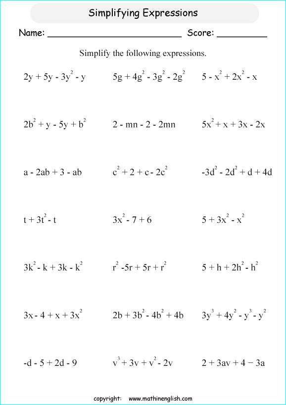 Basic Algebra Worksheets For Grade 6