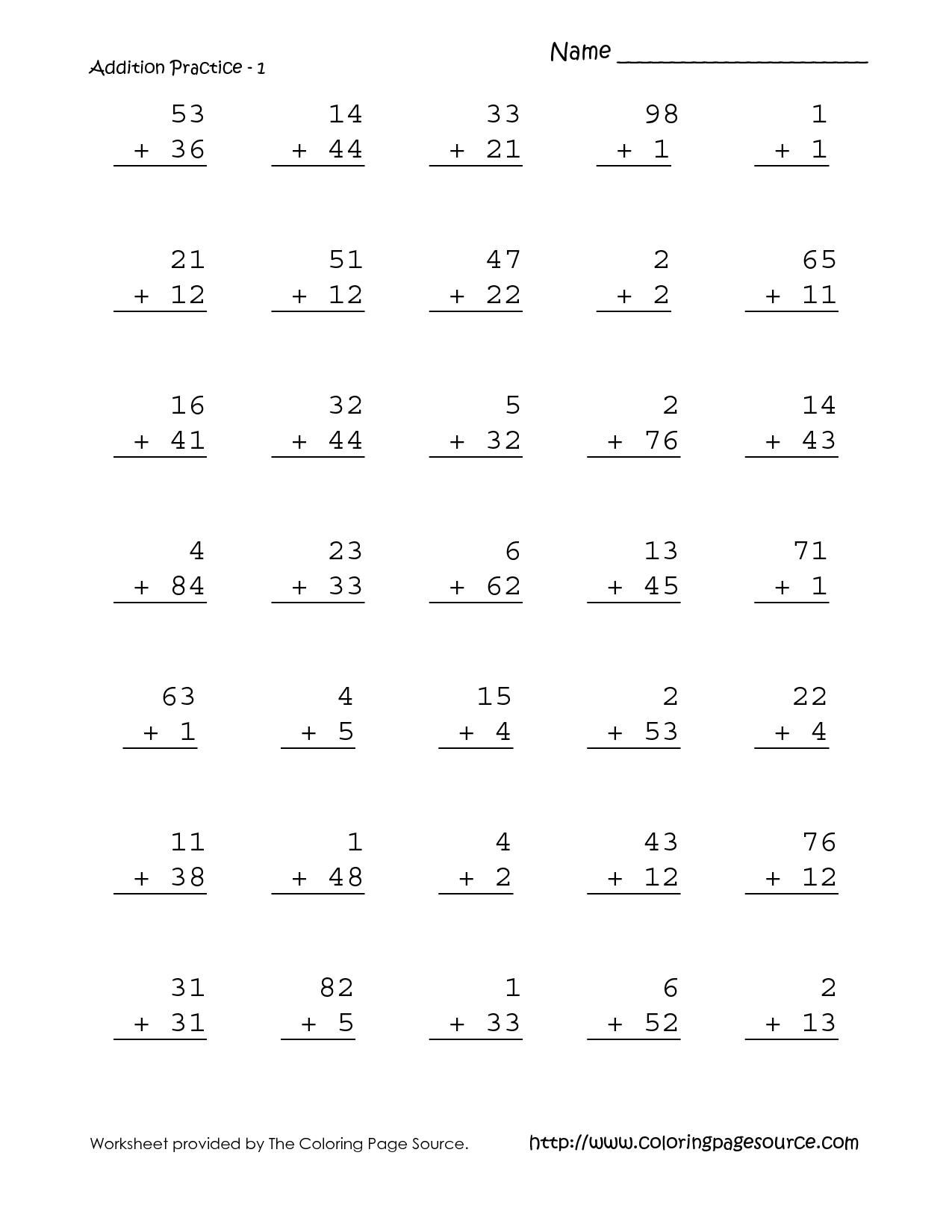 Math Practice Worksheets First Grade