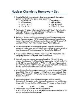 Nuclear Chemistry Half Life Problems Worksheet Answers