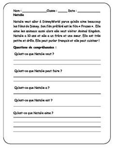 Comprehension For Class 6 In French