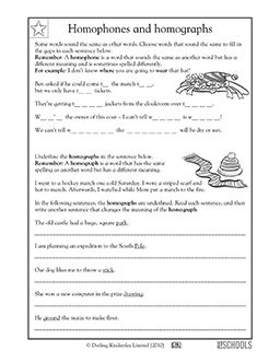 Homonyms Worksheets For Grade 4