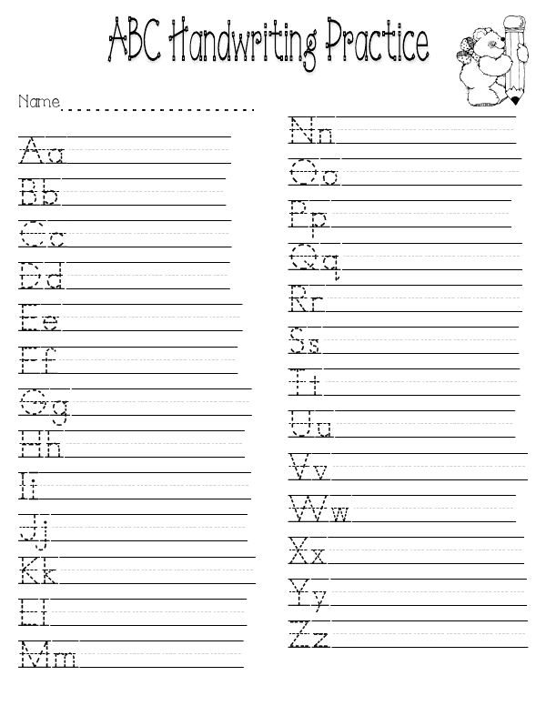 Alphabet Writing Practice Pdf