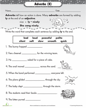 Adverbs Worksheets For Grade 4