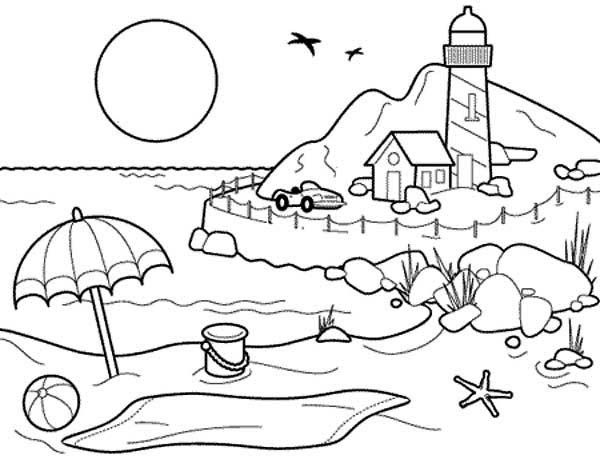 Beach Coloring Pages For Kids