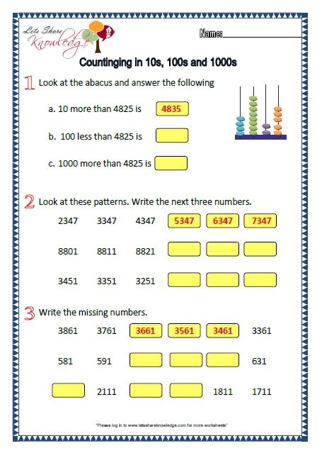 Maths Worksheet For Class 2