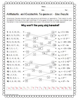 Arithmetic And Geometric Sequences Worksheet Answer Key