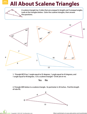 Types Of Triangles Worksheet Grade 5