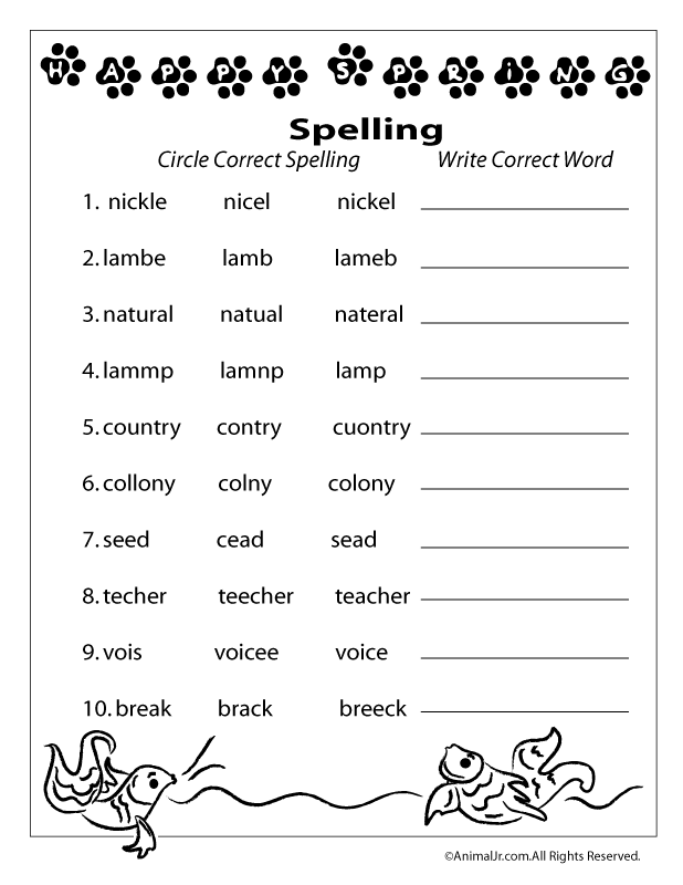 Spelling Practice Worksheets For 2nd Grade