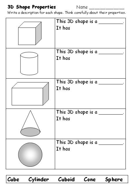 3d Shapes Worksheet
