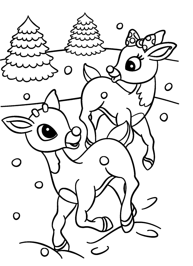Reindeer Christmas Pictures To Color