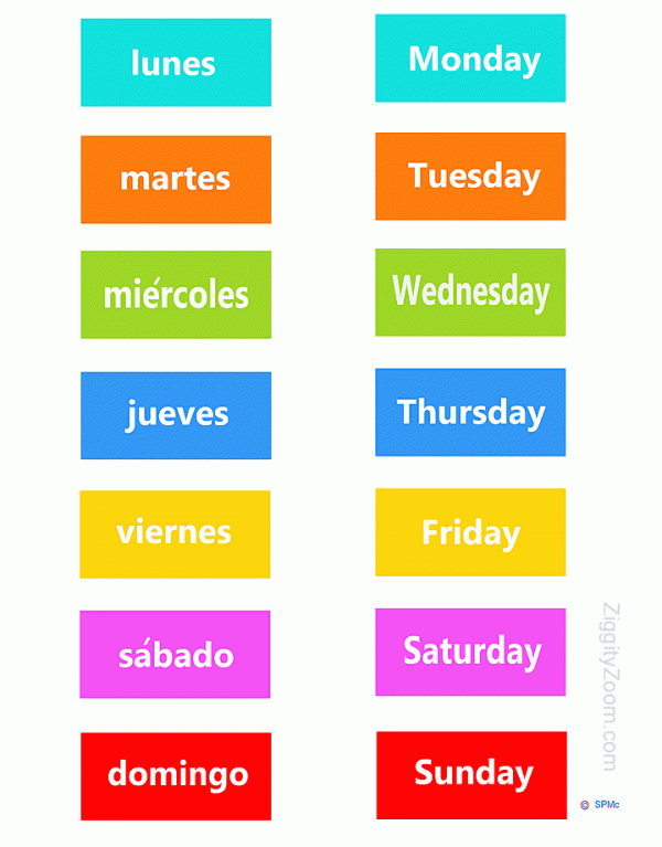 Days Of The Week Printables English And Spanish