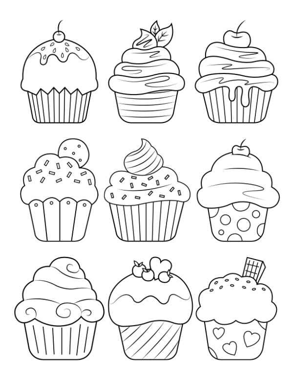 Cupcake Coloring Pages Free Printable