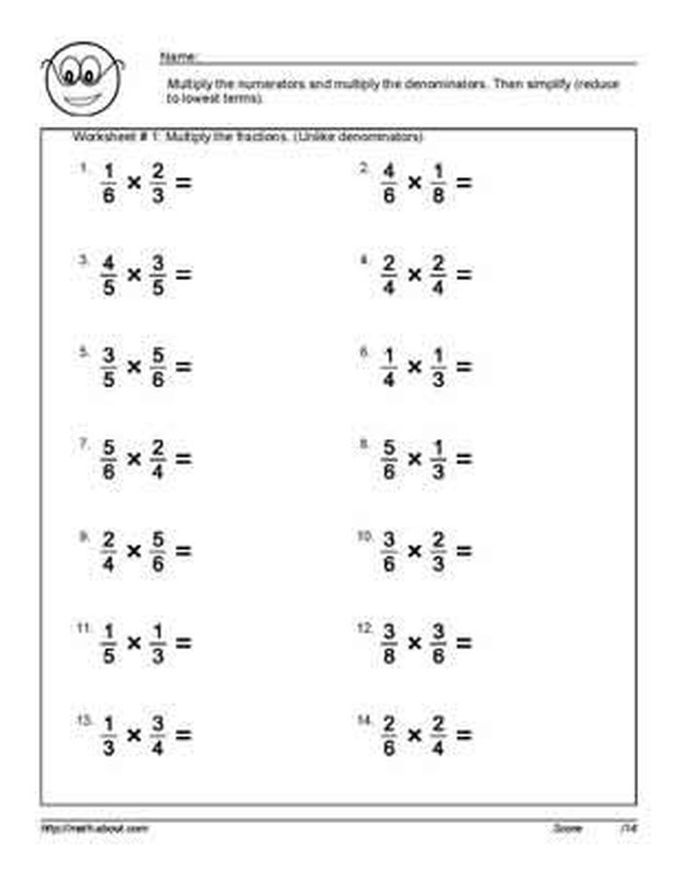 Multiplying And Dividing Fractions Worksheets 6th Grade
