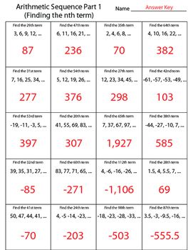 Arithmetic Sequence Worksheet