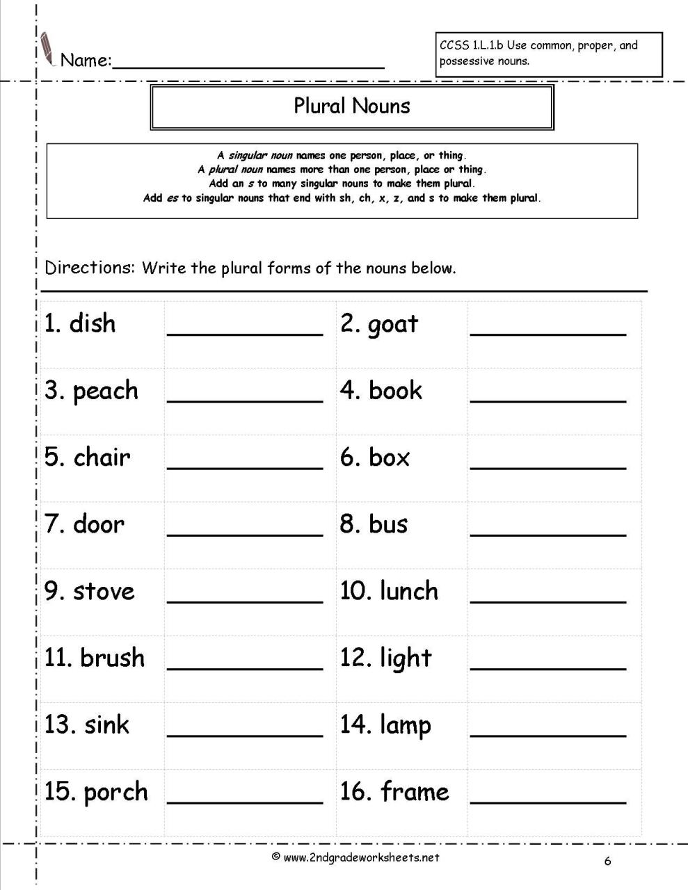 Singular Plural Worksheets For Grade 1