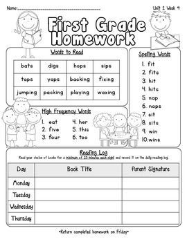Homework Sheets For First Graders