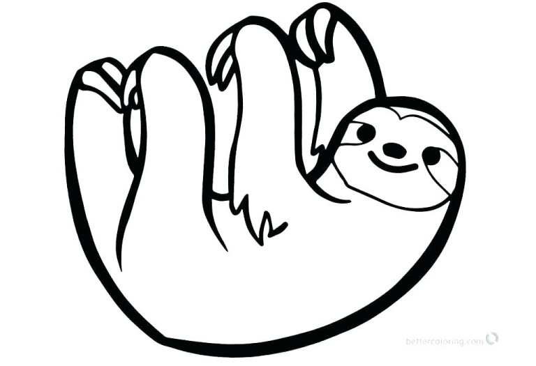 Sloth Coloring Page For Kids