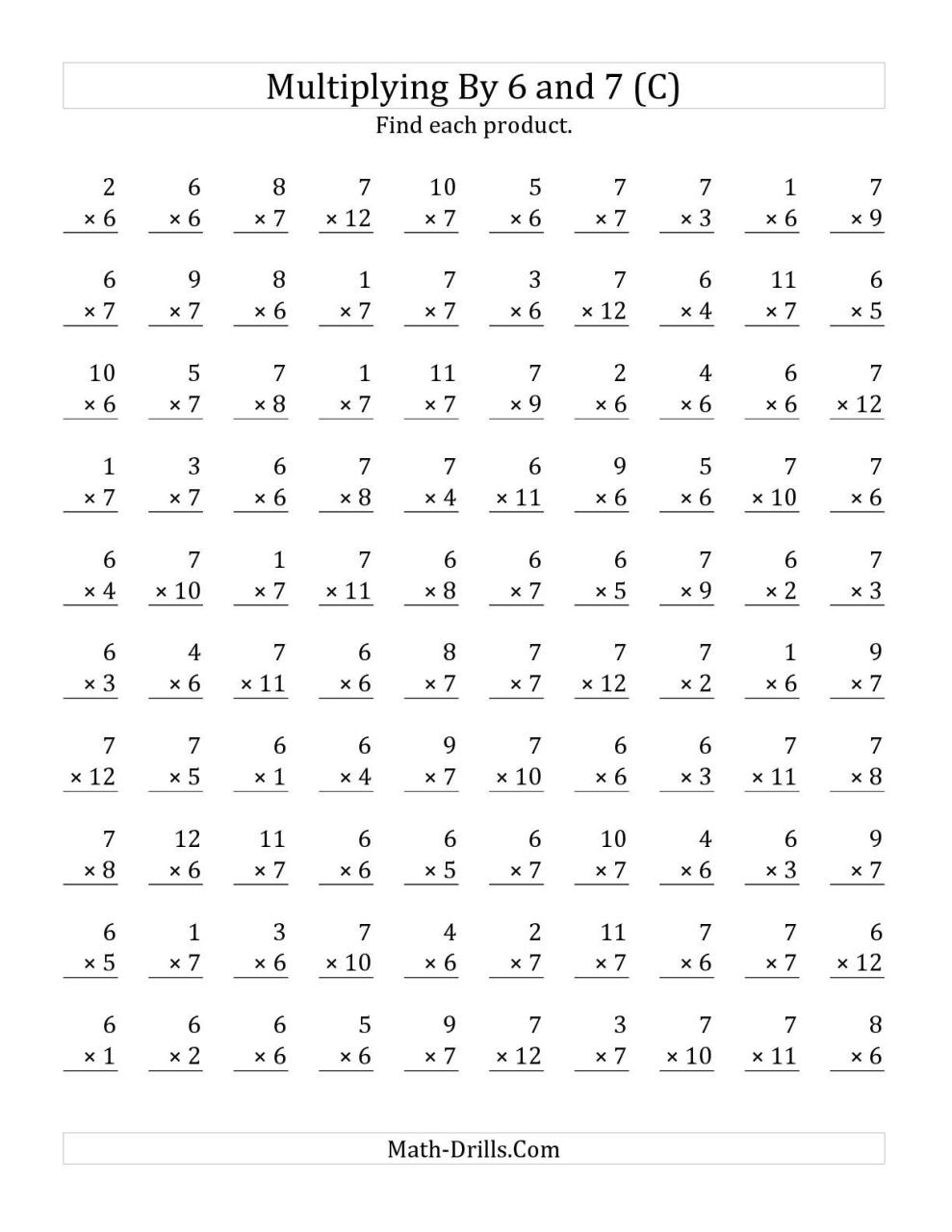 Long Multiplication Worksheets Grade 7