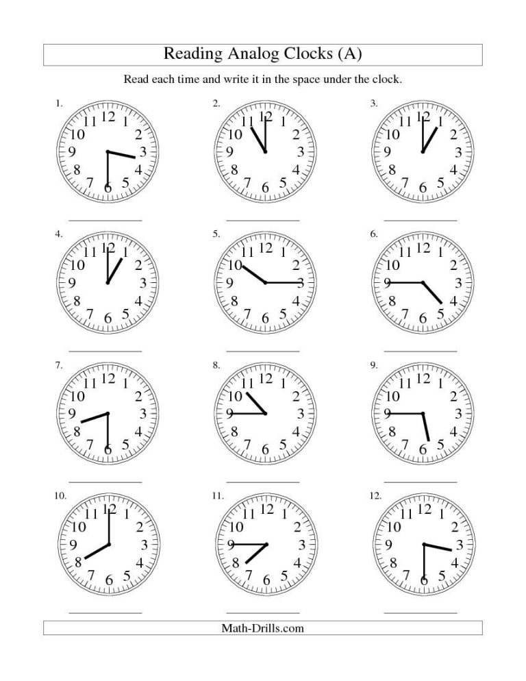 Telling Time Worksheets 15 Minute Intervals
