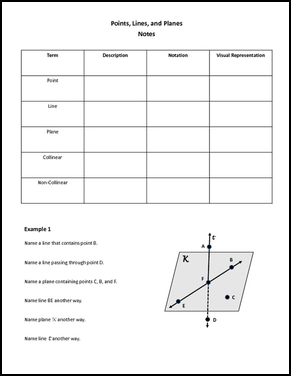 Points Lines And Planes Worksheet 10th Grade