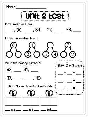 Math Grade 1 Assessment Test Worksheets