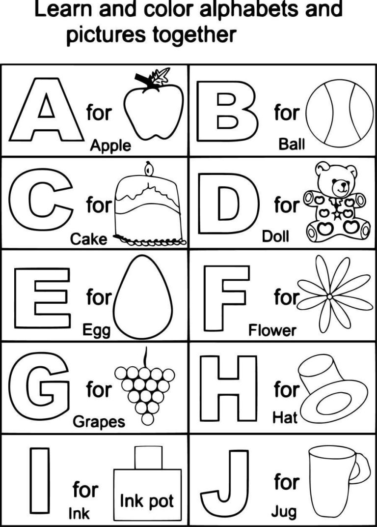 Abc Coloring Pages For Kindergarten