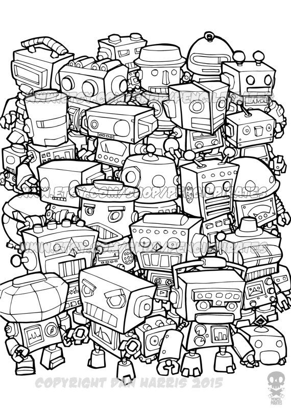 Robot Coloring Pages Hard
