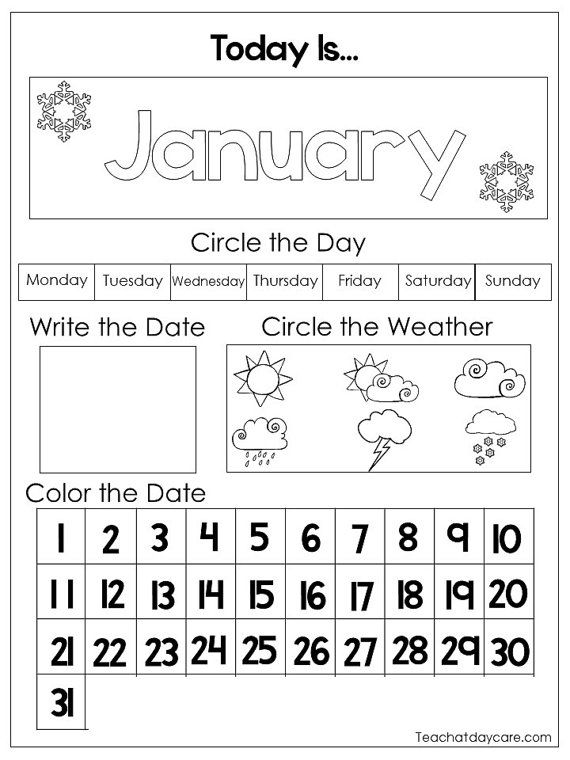 Calendar Worksheets For Kids