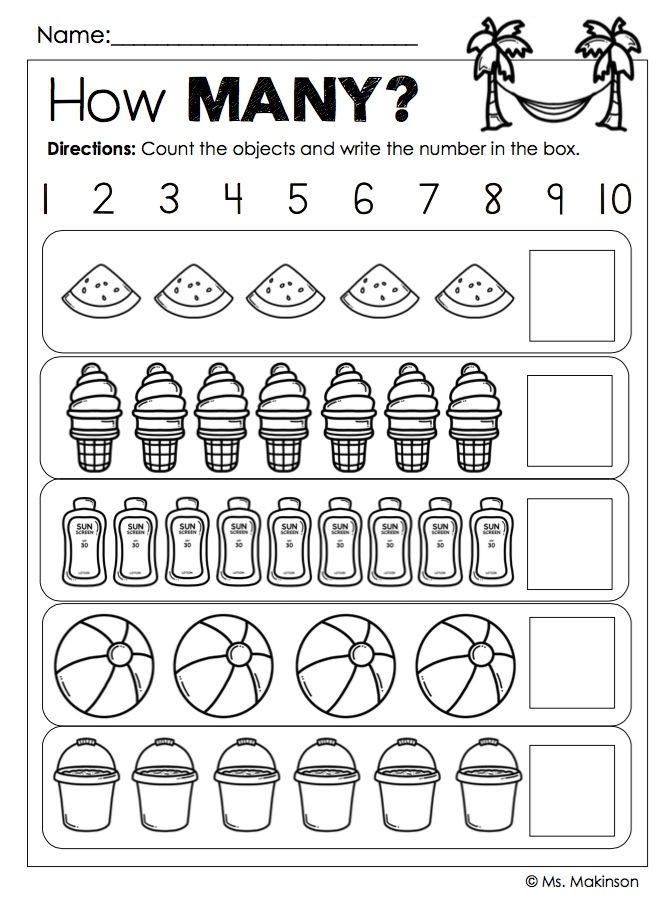 Number Worksheets For Kindergarten 1-10