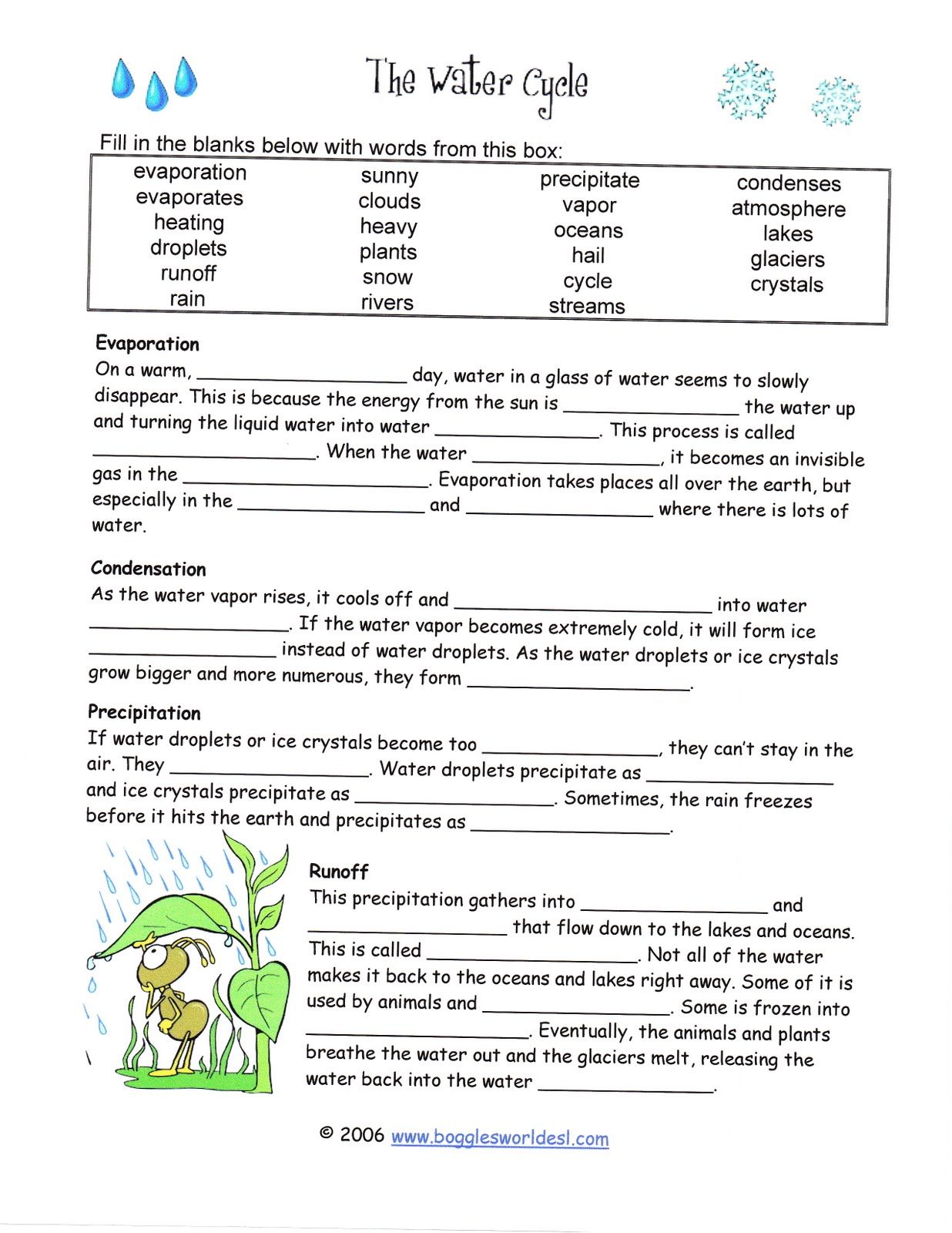 Water Cycle Worksheet Answers