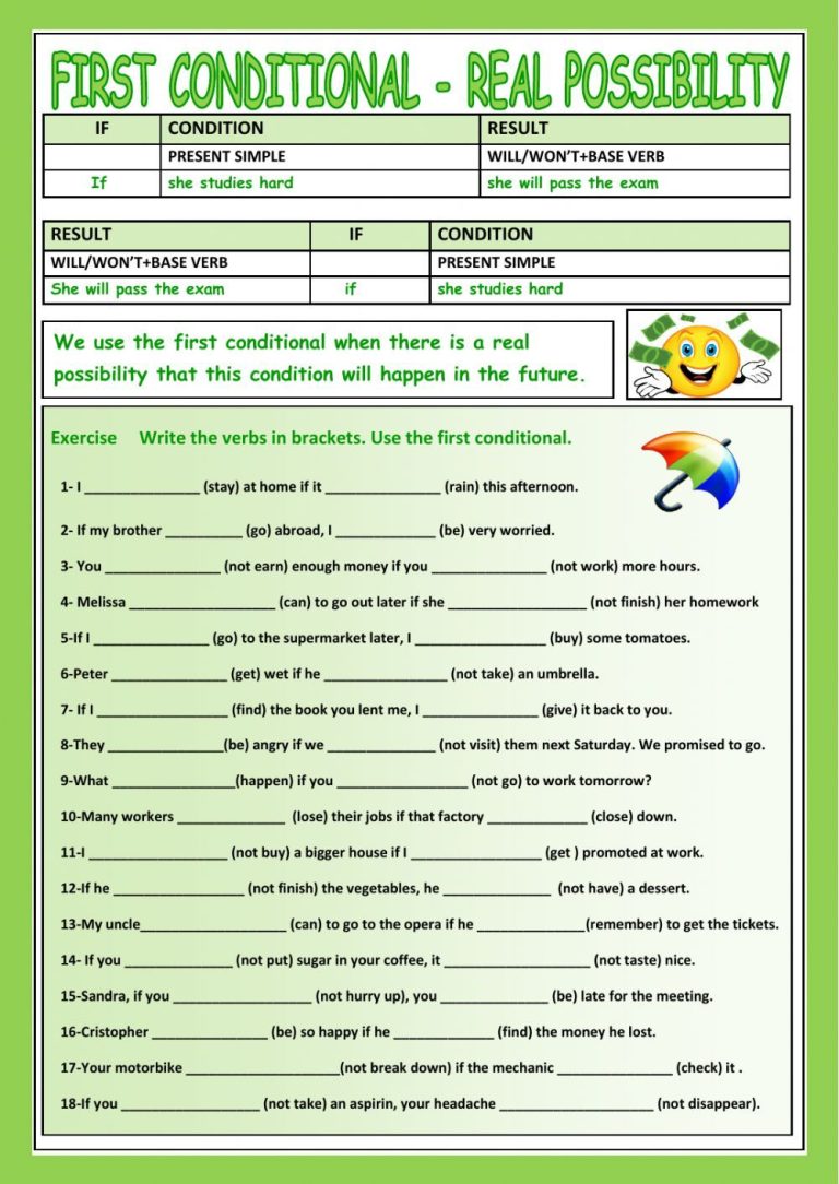 First Conditional Worksheet Pdf