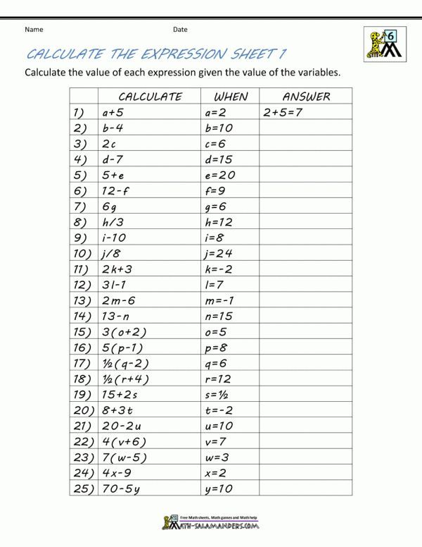 Math Problems For 6th Graders With Answers