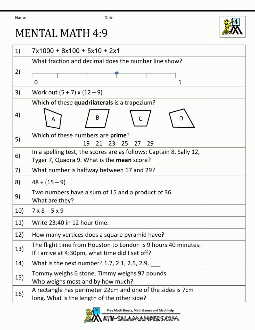 Year 9 Maths Worksheets