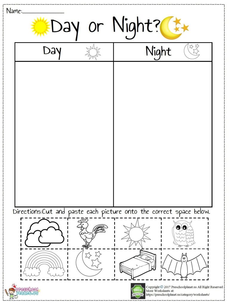 Day And Night Worksheet Free