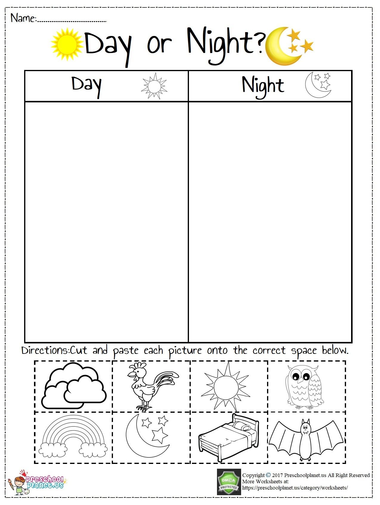 Day And Night Worksheets For Kindergarten