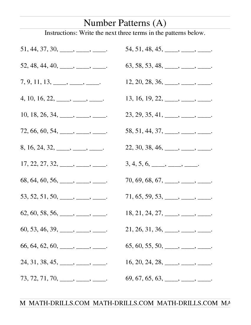 Number Patterns Worksheets Pdf Grade 4