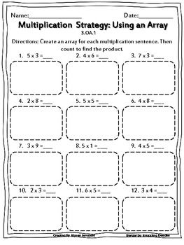 Multiplication Arrays Worksheets 3rd Grade