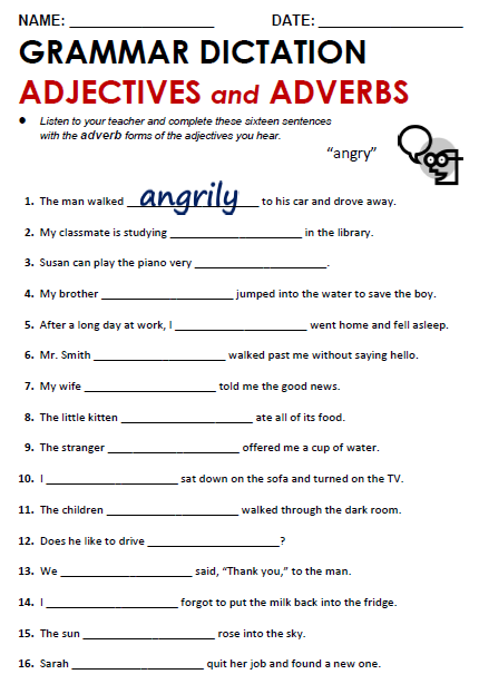 Adverbs Worksheets Pdf With Answers
