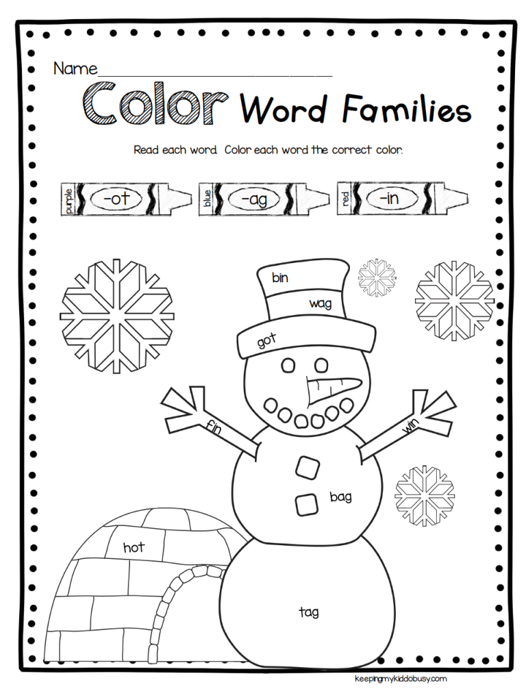 Reading Winter Worksheets For Kindergarten