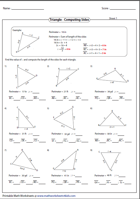 Worksheet Triangle Sum And Exterior Angle Theorem Find The Value Of X