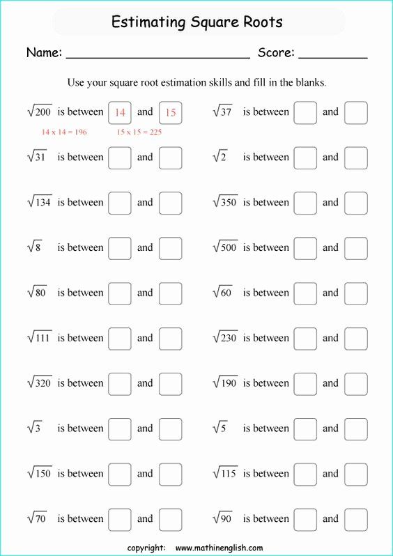 Squares And Square Roots Class 8 Worksheet
