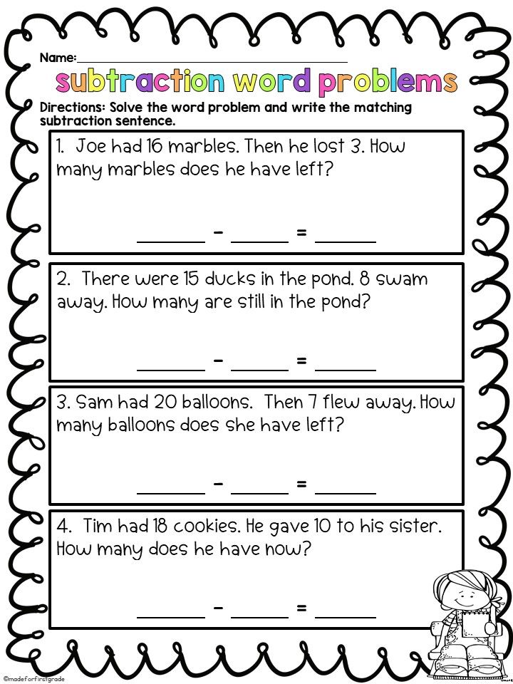Word Problems Worksheets 1st Grade